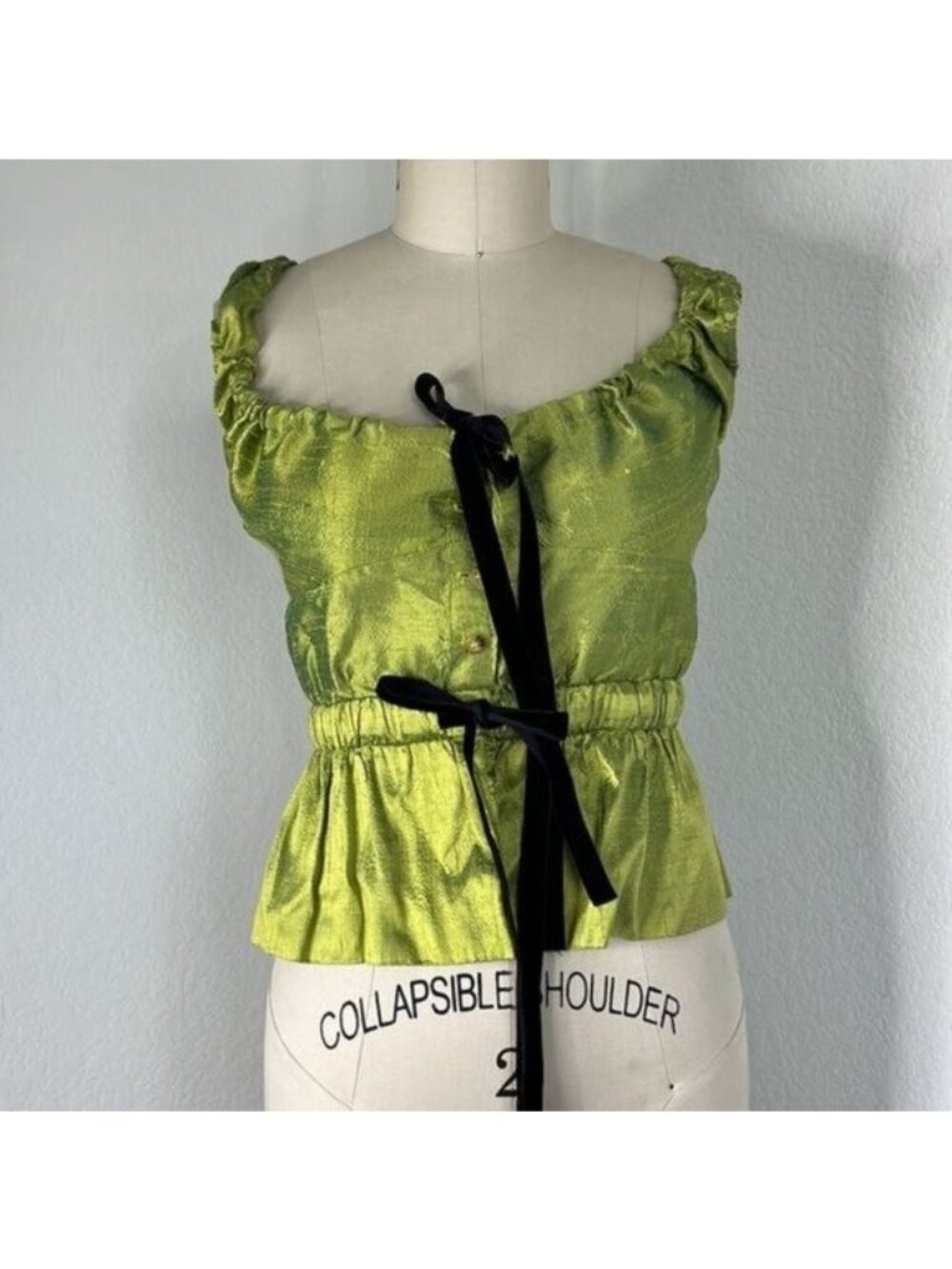 CIAO LUCIA Ilaria Silk Sleeveless Top with Velvet Bow